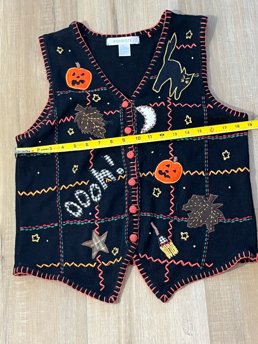 Arriviste Women’s Halloween Embroidered Front Button Vest Size Large - Picture 2 of 4